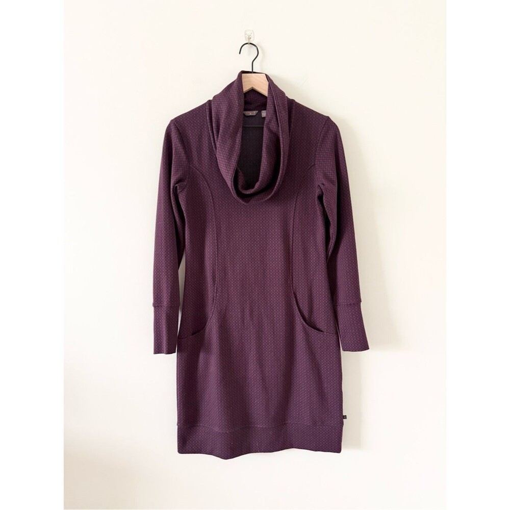 Merrell Indria Plum Navy Geo Pattern Cowl Neck Sweater Dress Size S